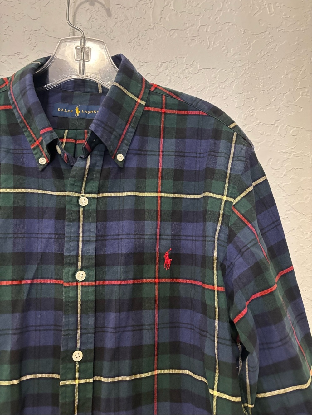 Ralph Lauren Flannel Shirt Mens m Red Plaid Fall Autumn Button Up Long Sleeve